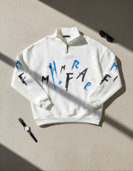 Zipper mockneck Embossed printed Sweat Shirt