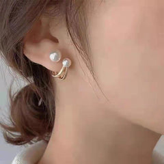 Korean Style Pearl Front & Back Earrings