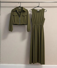 Front Pocket Straight Zipper Jacket With Sleeveless Long Fock Fleece